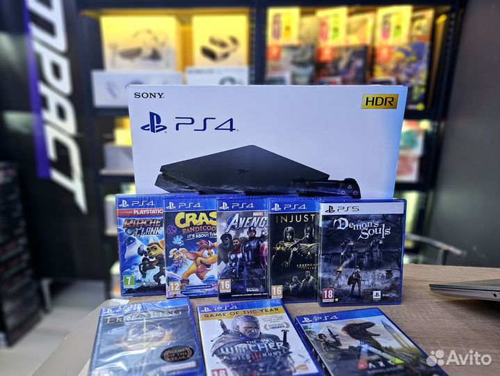 Новая Sony Playstation 4 Slim, 1 тб, 2 джойстика