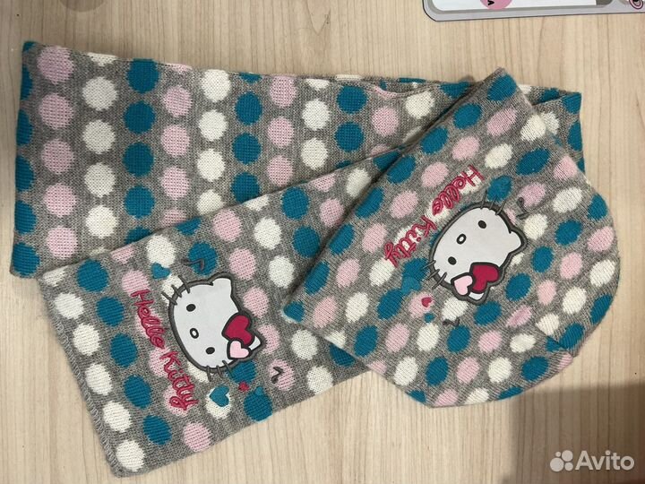 Шапка и шарф Hello kitty
