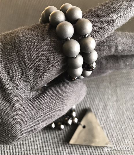 Бусы Морион Шунгит