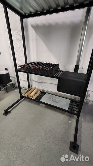 Мангал с крышей и печью