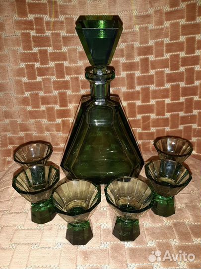 Хрустальный графин с рюмками Moser Чехословакия