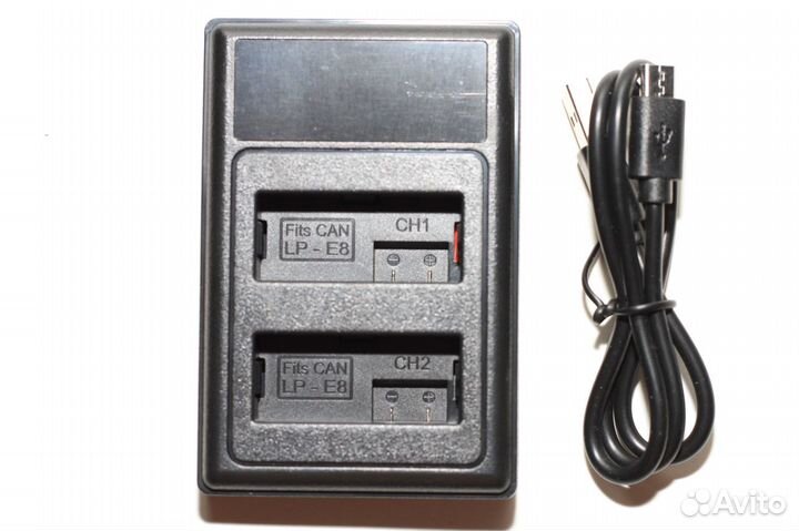 Зарядное устройство двойное для Canon LP-E8+ 2акб