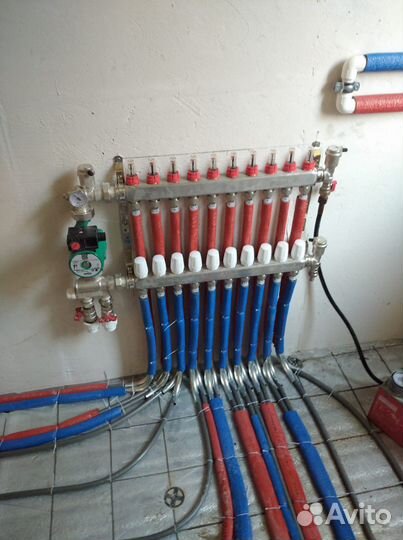 Монтаж системы отопления, установка теплых полов