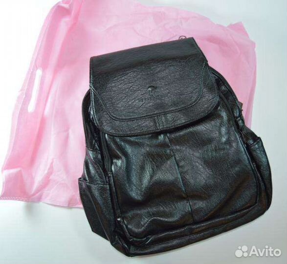 Рюкзак кожа черный для девушки школьный
