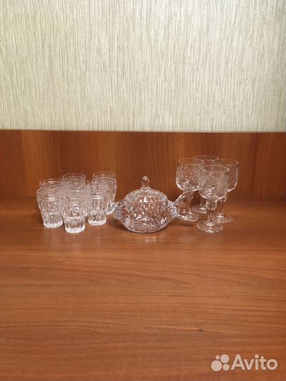 Хрустальные рюмки СССР икорница стеклянная