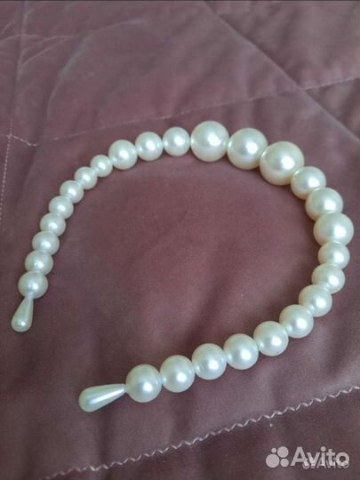 Новый ободок для волос жемчужный