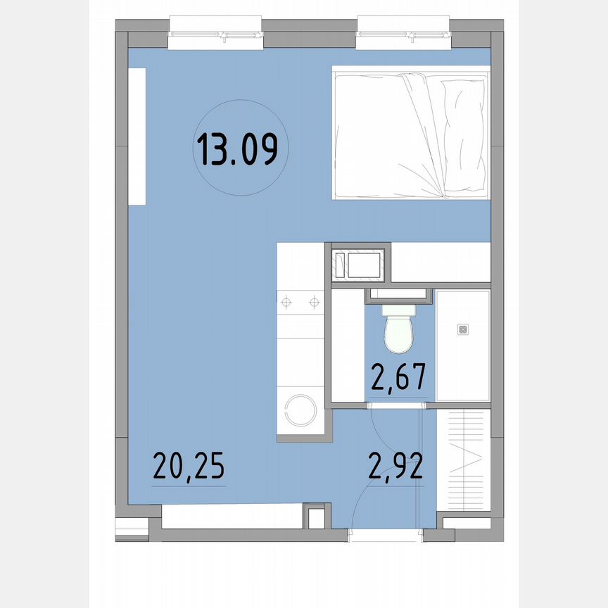 1-к. апартаменты, 27,5 м², 13/13 эт.