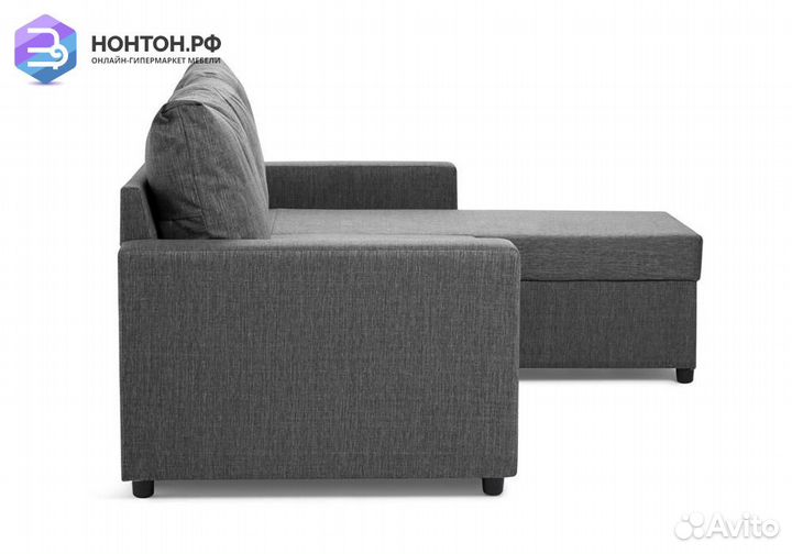 Диван угловой дельфин Торонто тёмно-серый