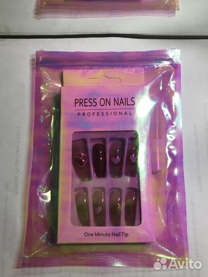 Накладные ногти с клеем длинные