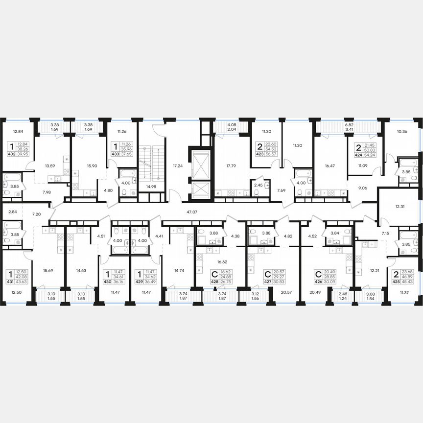 2-к. квартира, 56,6 м², 10/15 эт.