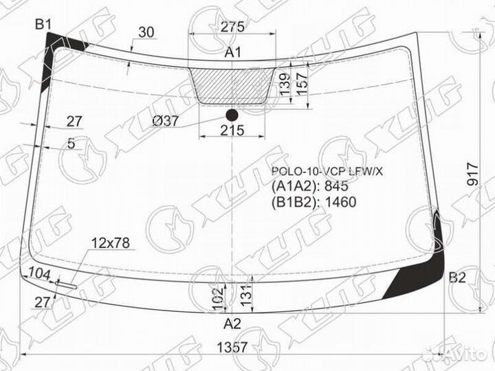 Стекло лобовое VW polo V 3/5D HBK 09/4D SED 15