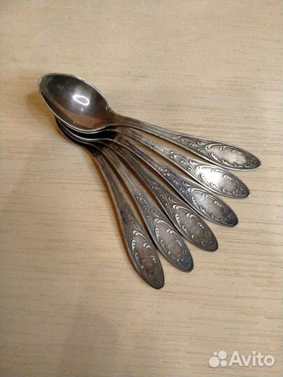 Ложки кофейные Пламя, мельхиор Кольчугино