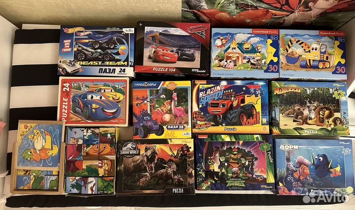 Пазлы детские от 24 до 104 деталей, кубики