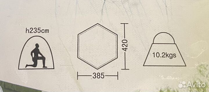 Шатер беседка 6 граней 2068 без пола 420х385х235