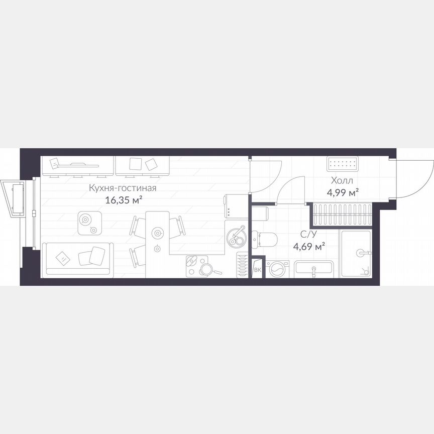 Квартира-студия, 26 м², 1/11 эт.