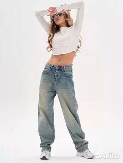 Джинсы женские широкие 46 размер