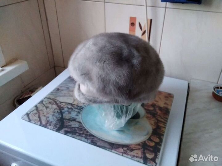 Шапка женская голубая норка