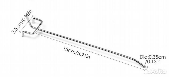 Крючки для перфорированных панелей 2.5 to 15cm