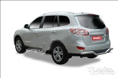 Hyundai Santa Fe 2010-2012г Защита заднего бампера