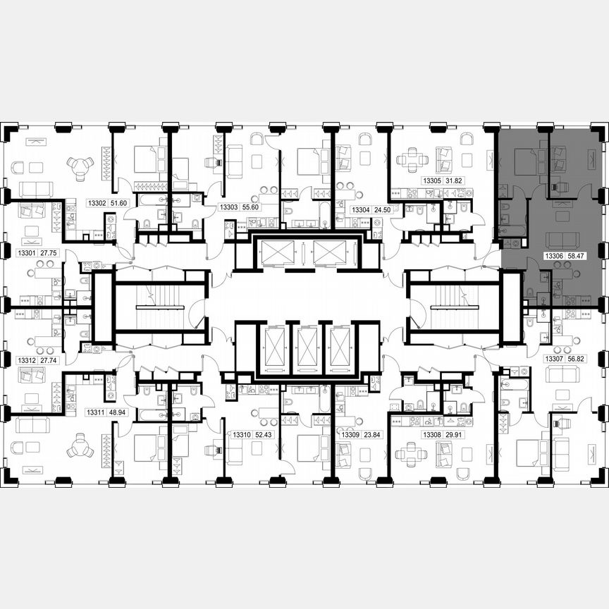 2-к. квартира, 58,5 м², 33/52 эт.
