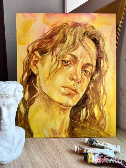 Картина маслом мужской портрет стильный эмоции