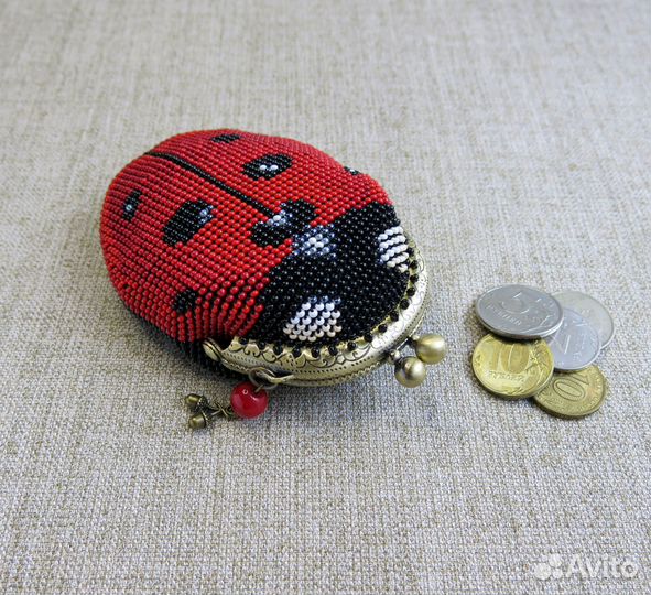 Кошелек-монетница Божья коровка красная
