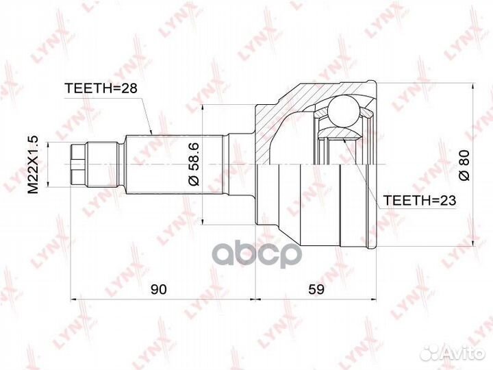 Шрус наруж. ком/кт CO-3699 lynxauto