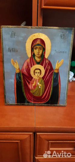 Икона Образ Пресвятой Богородицы Знамение 19 век
