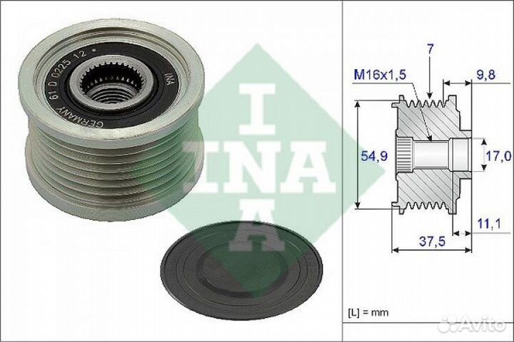 Шкив генератора,обгонная муфта INA 535023510