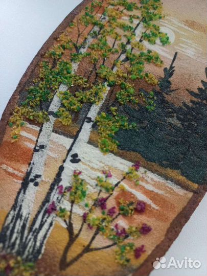 Картина панно на спиле дерева