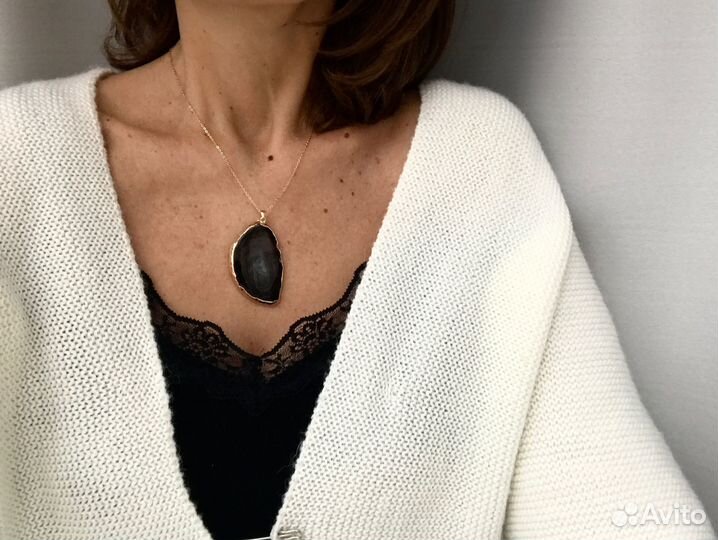 Кольцо браслет кулон черный агат