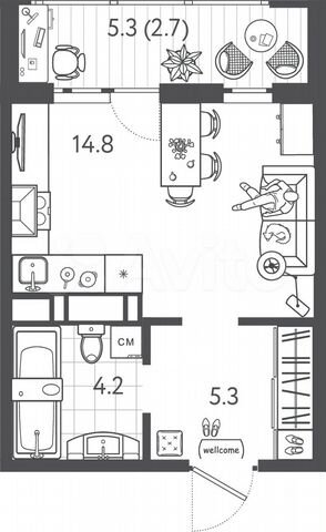 Квартира-студия, 27 м², 12/24 эт.