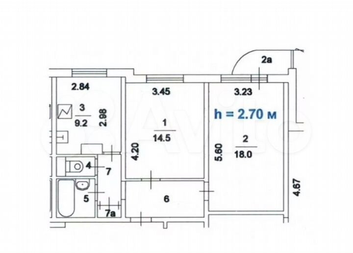 2-к. квартира, 55,5 м², 3/14 эт.