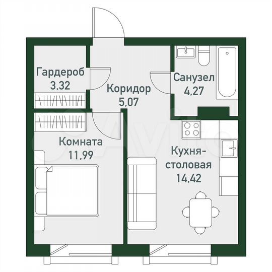 1-к. квартира, 39,1 м², 2/3 эт.