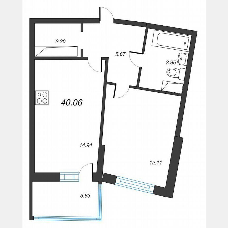 1-к. квартира, 42,6 м², 16/22 эт.