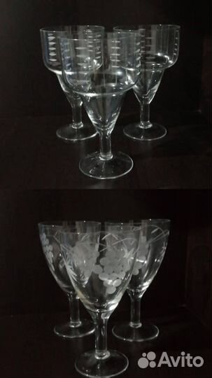 Фужеры стекло СССР алмазная резьба