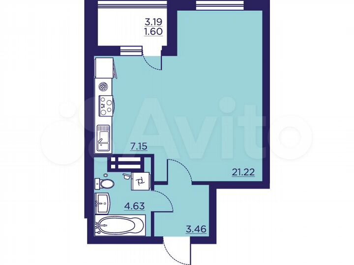 1-к. квартира, 38,1 м², 15/18 эт.