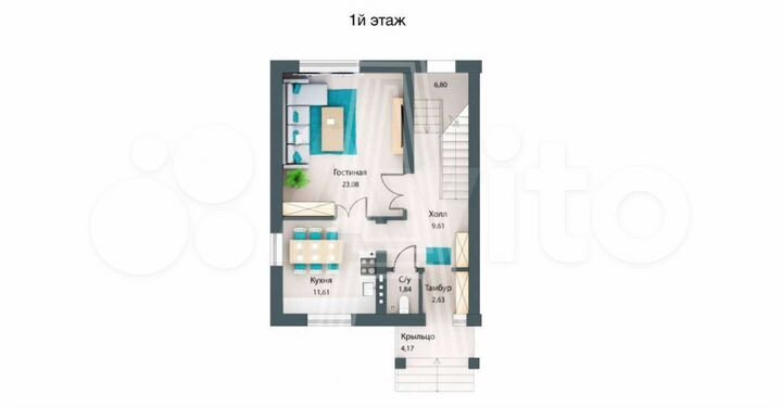 Таунхаус 109,9 м² на участке 2,7 сот.