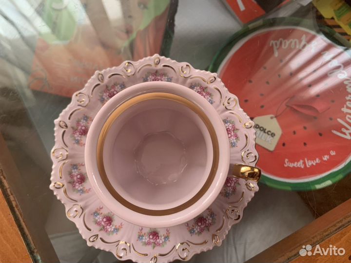 Сервиз кофейный Thun розовый фарфор, Chodov, Чехия