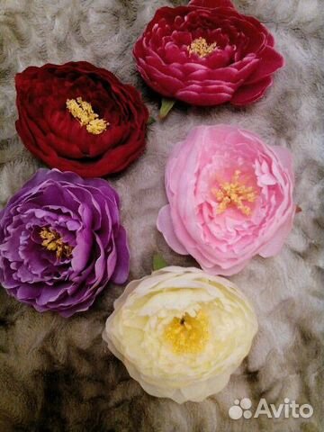 Резинка заколка брошка цветок Пион большой d14 см