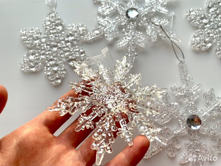 Елочные игрушки 10 шт (снежинки, сосульки)