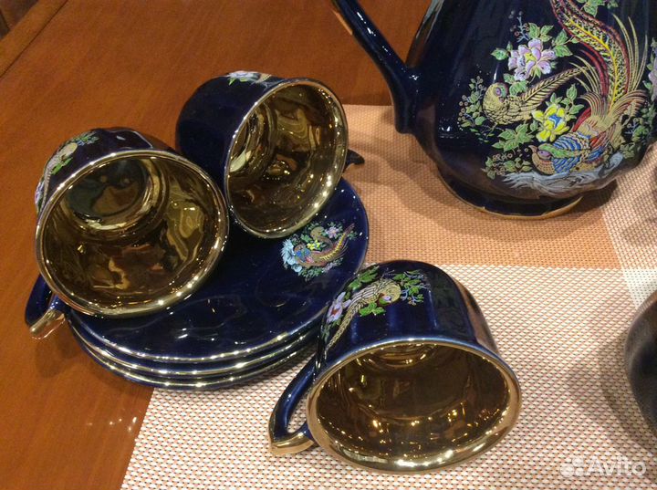 Чайный сервиз кобальт с позолотой Турция