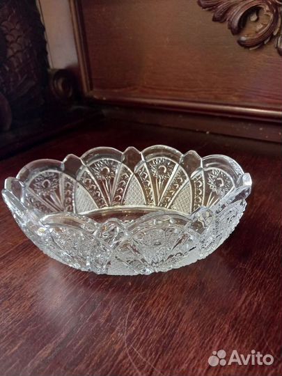 Хрустальная конфетница СССР Раритет,винтаж ручная