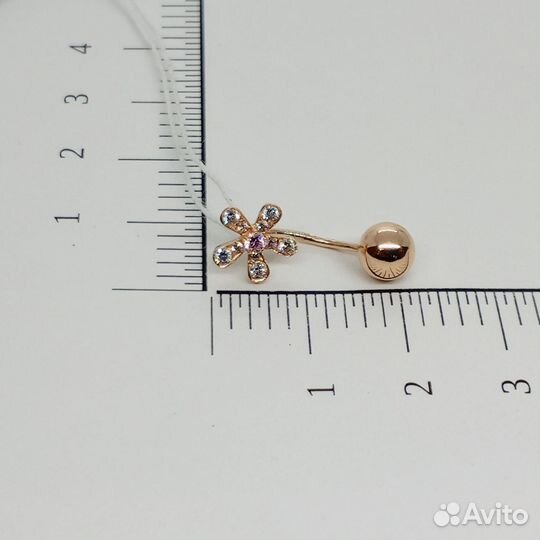 Золотой пирсинг с фианитом