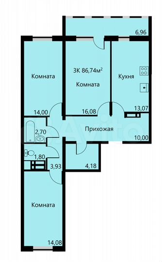 3-к. квартира, 87,9 м², 12/17 эт.