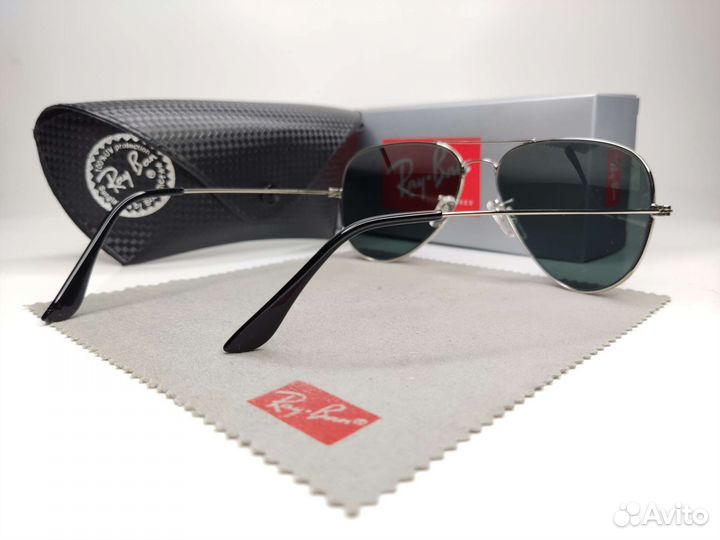 Очки Ray Ban Aviator Black Silver Стекло