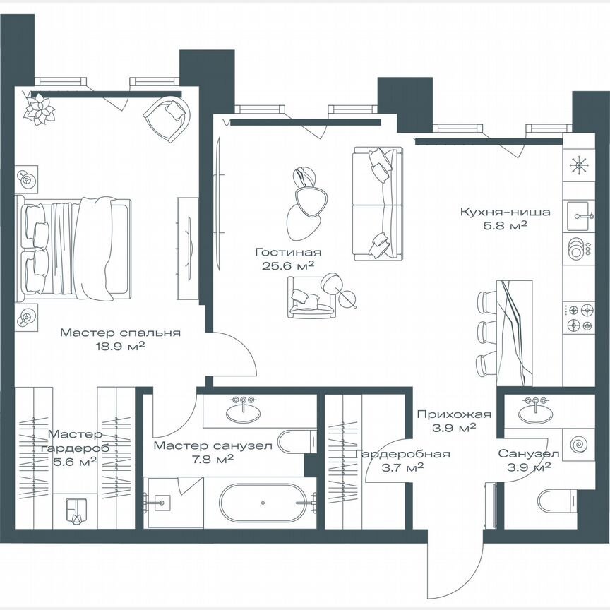 1-к. квартира, 77,8 м², 4/11 эт.
