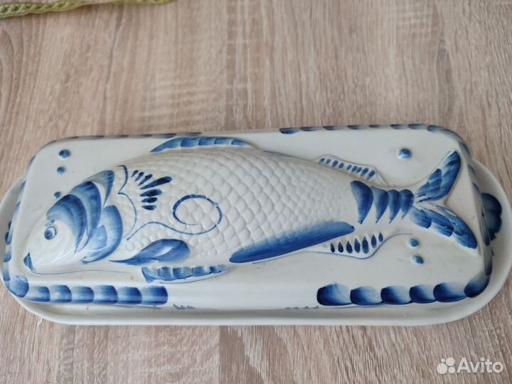 Блюдо-рыбница Гжель