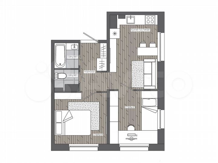 2-к. квартира, 38,6 м², 7/19 эт.