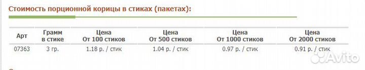 Порционная корица (корица в пакетиках)